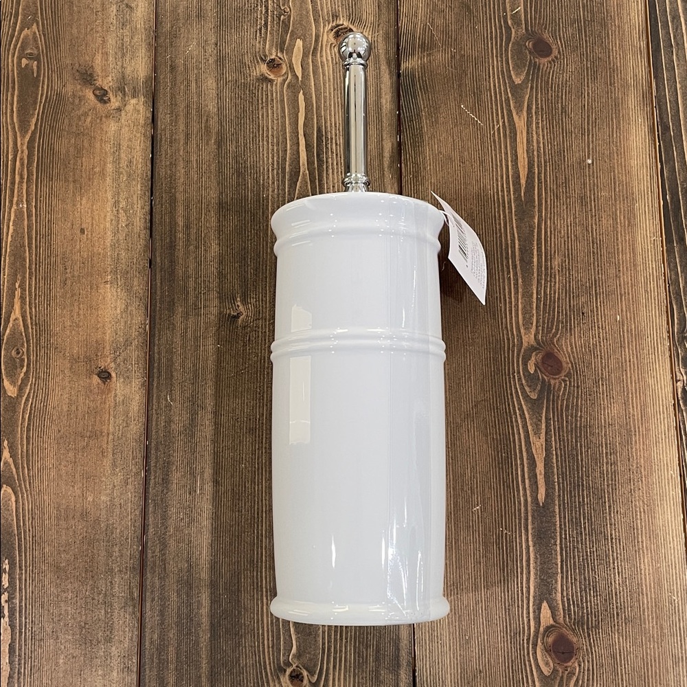 White Ceramic Toilet Brush Holder - Picture 2 of 7